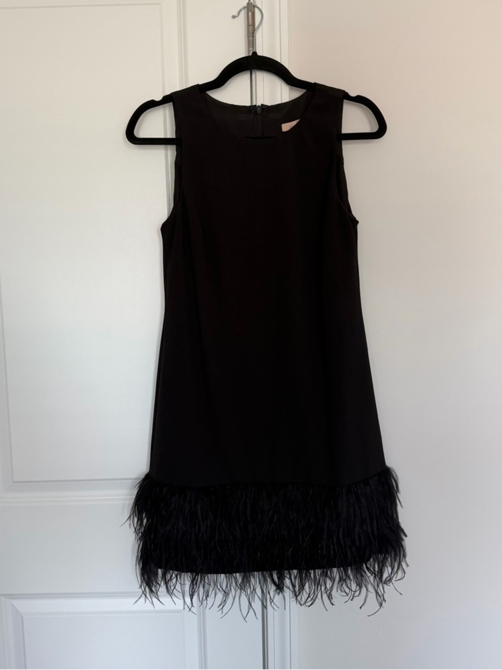 Anthropologie Hutch Feather Trim Black Cocktail Dress